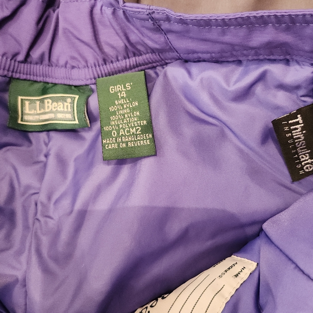 L.L. Bean OACM2 Snow Ski Active Outdoor Thinsulate Pant Pink/Purple Girls Size 1 - Picture 9 of 14